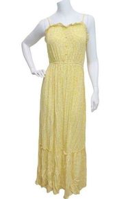 Gypsy & Jade Women’s Med Tiered Maxi Yellow Floral Print Spaghetti Strap Dress