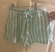 Teal/white Linen Shorts 