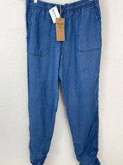 Thread + Supply Women's Lyocell Chambray Drawstring Casual Pants Blue Size L