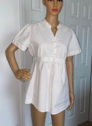 Motherhood Short Sleeved Beige and White Striped Maternity Blouse Large