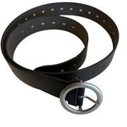 TARGET Black Belt with Brushed Silver Round Buckle - Size 2X