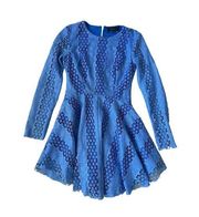 DANCE & MARVEL Blue Long Sleeve Skater Dress Size Small