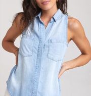 NEW Bella Dahl Sleeveless Button Down Light Mist Denim Wash | S