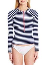 Shoshanna Nautical Stripe Rash Guard Top