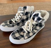 New Tommy Bahama Checkered Gingham Faux Sherpa High Top Tennis Shoes 8.5