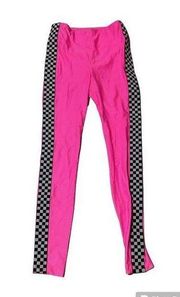 Koral Trainer High Rise Energy Neon Pink Checker Board Workout Pants