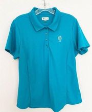 Greg Norman Play Dry GN Collection Womens Aqua Polo Shirt Short Sleeve Large