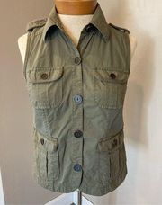 Nautica Dark Green Button Down Cotton Vest Women’s Size 4