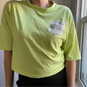 Puma Neon Green Yellow crop top workout exercise size Small athletic