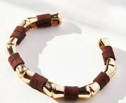 Anthropologie brown leather wrapped cuffed bracelet