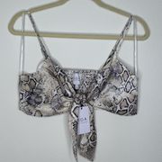 Snake Print Tie Wrap Bralette Size Medium NWT