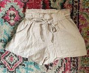 Lulus beige tan paper bag shorts