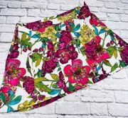 Lane Bryant Skirt Womens Size 26 White Multi Color Floral Stretch A-Line Mini