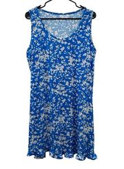 Draper James Sleeveless Floral Print Tank Ruffle Trim Mini Dress Size L/XL