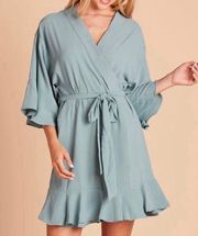 Birdy Grey Kenny Ruffle Tie Waist Robe Sea Glass XS/S