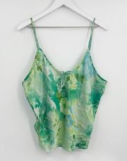 Vintage Y2K Fairycore Green Floral Tank Top Size 1XL Plus Size Early 2000s