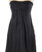 White House Black Market Women's Black Silk Mini Strapless Dress Size 4