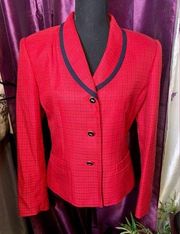 Vintage 1990’S Red and Black Plaid Le Suit Blazer Size 6