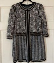 Ming Wang Open Front Cardigan Size Medium Artsy Lagenlook Workwear Black Knit