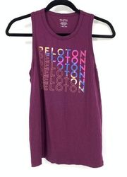 Peloton Tank Top Women's Size XS Graphic Print Plum Purple Multicolor Logo