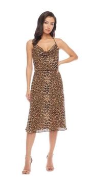 Zherra Leopard Cowl Neck Dress