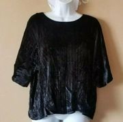 J Brand Black Crushed Velvet Pullover daisey Top Size Medium