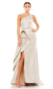 Mac Duggal One Shoulder Shimmering Metallic Gown‎ NWT 6