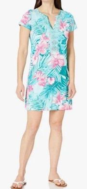 💕CARIBBEAN JOE💕 V-neck Embellished Dress ~ Tropical Floral Print Medium M NWT