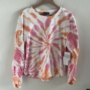 NWT 1. State Pink Orange Tie Dye Crewneck Sweatshirt Medium