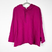 NEW Eileen Fisher Organic Cotton French Terry Hooded Cropped Sweatshirt Magenta