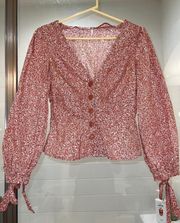 Free People Floral Long Sleeve Button Down Blouse