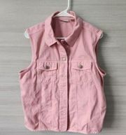 Nordstrom Pink Denim Vest Sleeveless Vintage Country Barbie Core Large Hong Kong