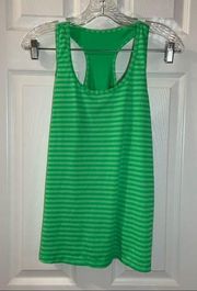 Danskin Now Green Striped Scoop Neck Sleeveless Tank M