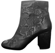 VTG Michael Kors Leather Embossed Floral Side Zip Boots Ankle Booties, Black 10