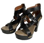 Givenchy cross over leather platform heeled sandals size 8.5