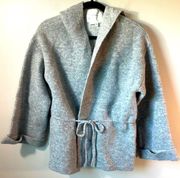 Anthropologie  grey hooded cardigan with clinch waist drawstring. OSFM.