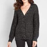 Modcloth Warming Signs Black Chunky Knit Oversized Cardigan Size M NWT