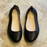 🆕 Gianni Bini leather round toe scrunch ballet flats slip on black size 6