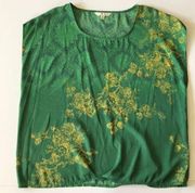 CAbi Sleeveless Top Crop Green and Yellow M 597