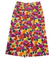 Vintage Breckenridge Floral 100% Linen Midi Skirt