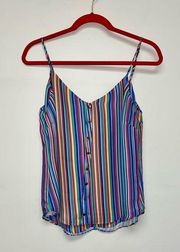 Amanda Uprichard Satin Multicolor Stripe Tank Top size Medium