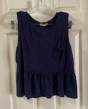 Copper Key Navy Scoop Neck Sleeveless Ruffle Hem Top M