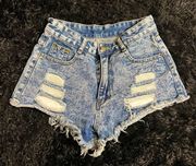 High Waist Denim Shorts High Rise Jeans Shorts Ripped Pants Summer Casual Pants