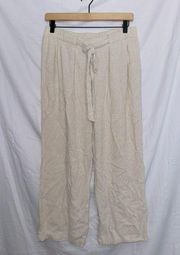 Love Riche Ivory High Waisted Linen Blend Lightweight Cropped Pants size large