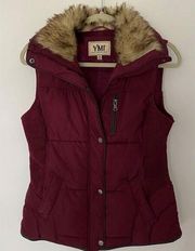 YMI Collection Faux Fur Puffer Vest Sz M