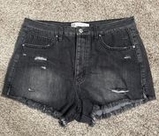 Black Ripped Jean Shorts