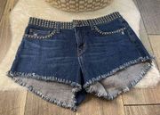 L’Agence Studded Zoe Fringe Denim Shorts Size 25