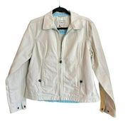 L.L. Bean Utility Jacket Size Medium Duck Canvas Full Zip Pockets Womens Beige