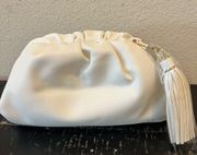 Understated Leather Women's Crescent Clutch Handbag Vegan Leather - White