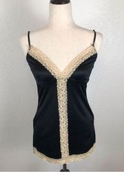 Vintage Wet Seal Y2K black satin & lace cami tank top M*